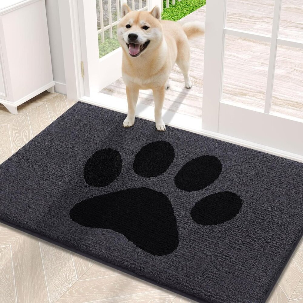Dog Door Mat for Muddy Paws, Absorbent Dirt Trapper Non Slip Indoor Doormats, Wa